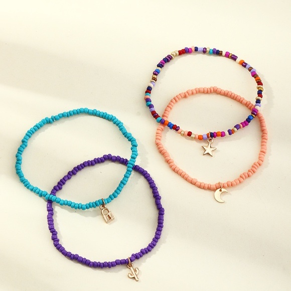 Multi color ankle bracelet set - Picture 3 of 5